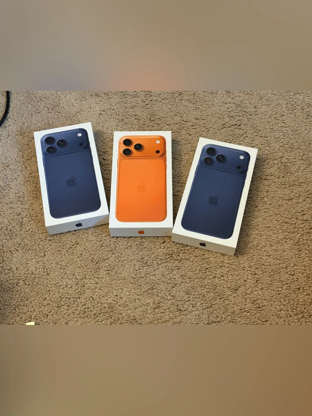 3 Apple iPhone 17 Pro Max Orange and Blue - Premium Smartphone boxes individual